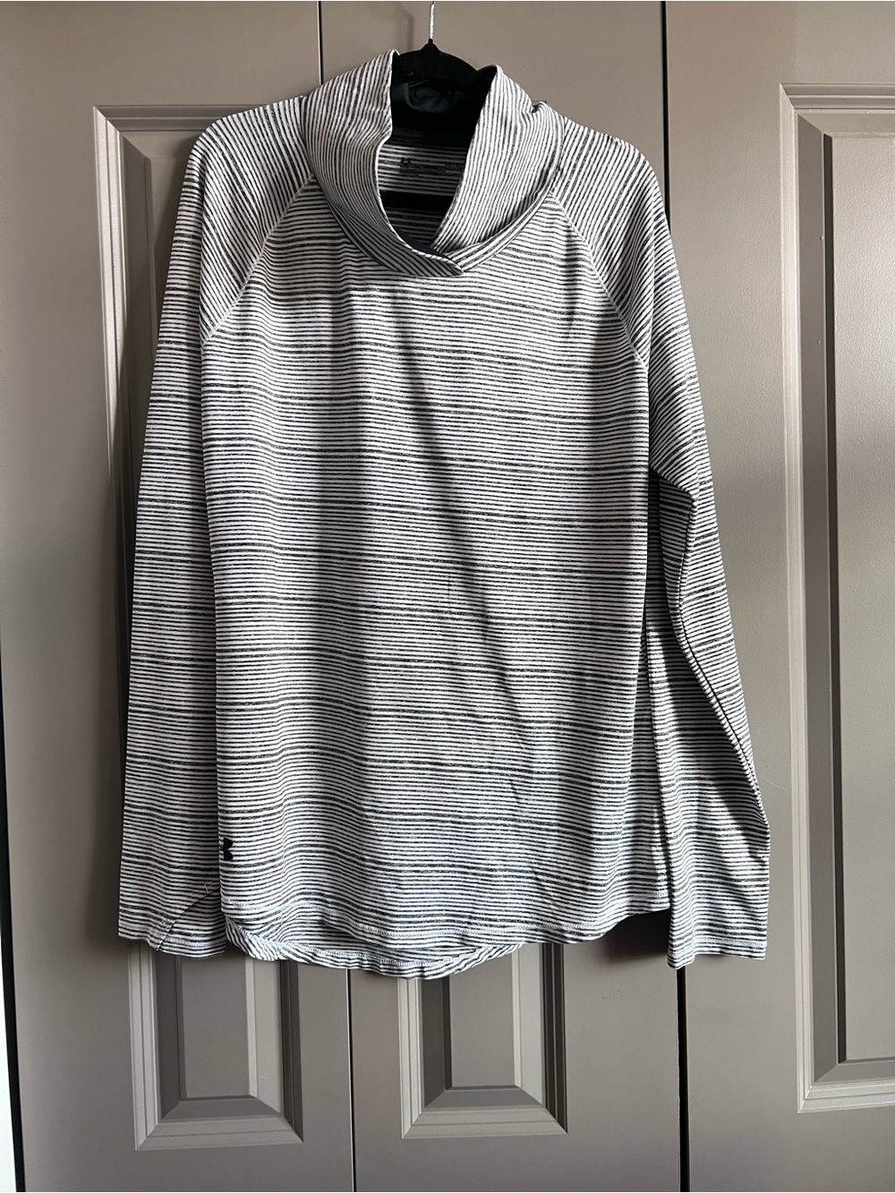 Under Armour Women's Striped Cowl Neck Hoodie - White & Black